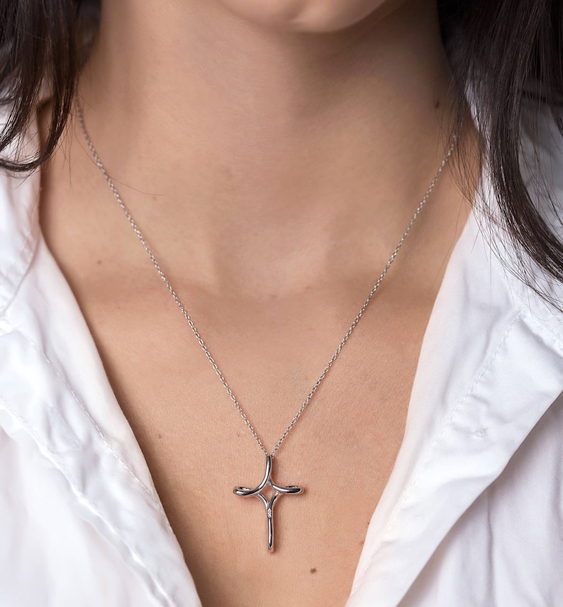 Cross Necklace Religious Jewelry Religious Gifts Silver Etsy