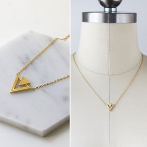 Dainty Necklace, Pendant Necklace, Gold Pendant Necklace, Triangle Necklace, N389