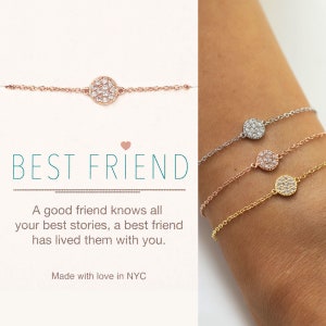 Bracelet for Friend, Best Friend Gifts, Friendship Bracelet, Friend Gift, Circle Pave Disc Bracelet, B216-13