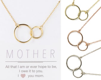 Mothers Day Gift, Gifts For Mom, Gift for Mom, Mom Necklace, Mom Gift, Gold Necklace, Interlocking Circles Necklace, N317-12