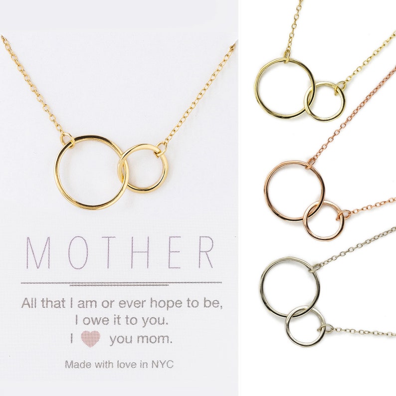 Mothers Day Gift, Mothers Day Jewelry, Necklace for Mom, Gifts For Mom, Mom Necklace, Interlocking Circles Necklace, N317-12 image 1