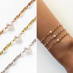 Pearl Bracelet, Silver Bracelet, Dainty Bracelet, Boho Bracelet,B035-PL