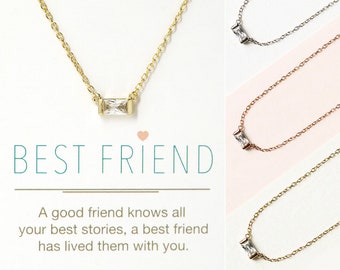 Gifts for Friends, Best Friend Necklace, Friend Gift, Baguette Necklace, N283-G-13