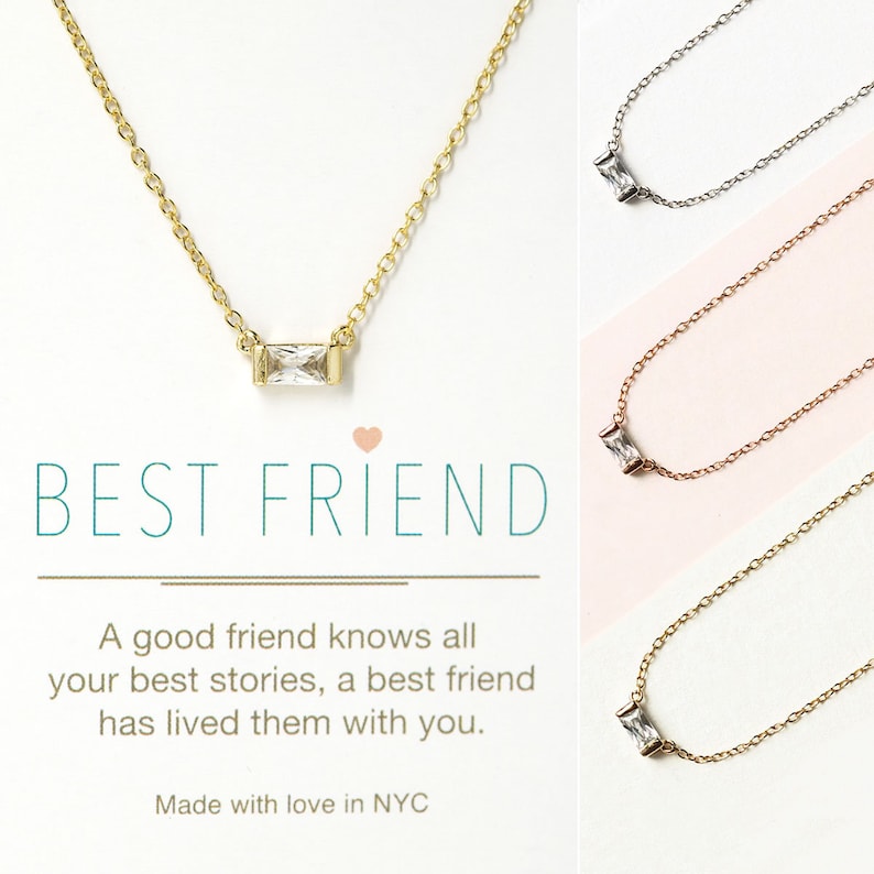 N283-G-13,Graduation Gifts Baguette Necklace Friend Gift Gifts for Friends Best Friend Necklace