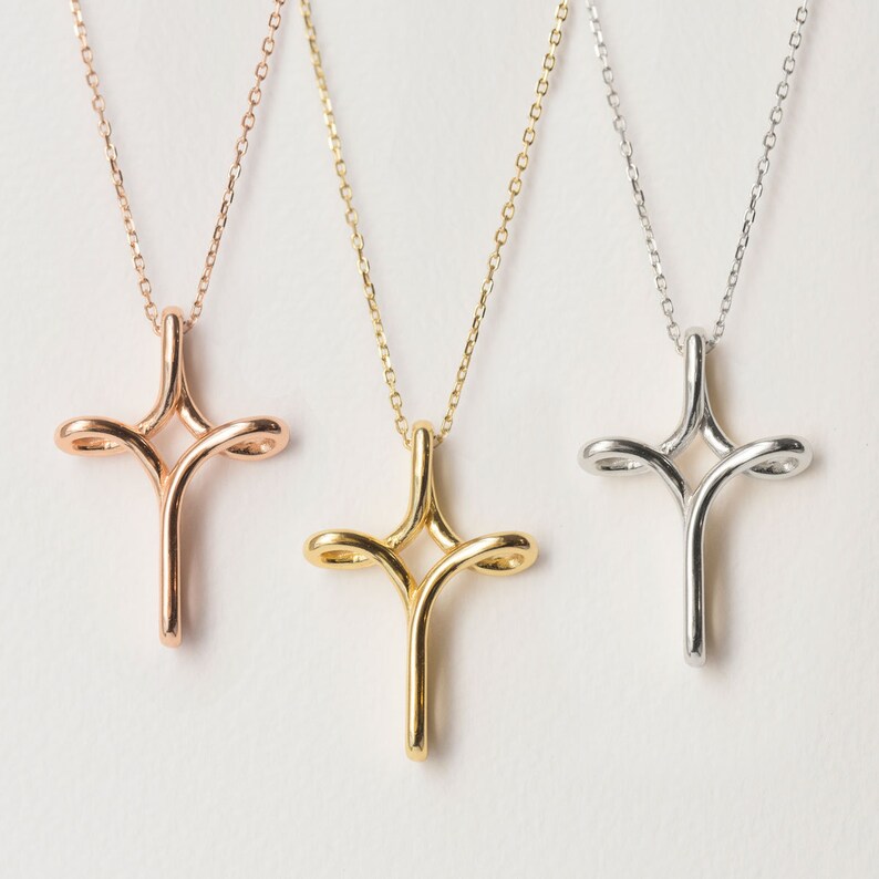 Cross Necklace Religious Jewelry Religious Gifts Silver Etsy