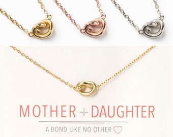 Mothers Day, Mother Daughter Necklace, Dainty Love Knot Necklace, Mother Daughter Gift, Daughter Gift from Mom,   N316-15