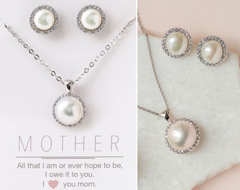 Mothers Day Gift, Gifts For Mom, Gift Pearl Necklace Set, Gift for Mom, Mom Gift, Mothers Necklace, Pearl Jewelry Set, N523-12