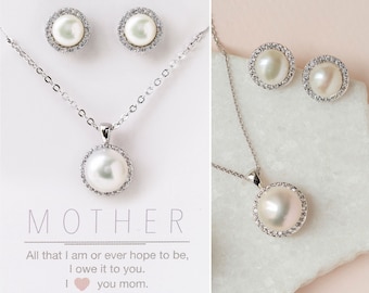 Mothers Day Gift, Gifts For Mom, Gift Pearl Necklace Set, Gift for Mom, Mom Gift, Mothers Necklace, Pearl Jewelry Set, N523-12