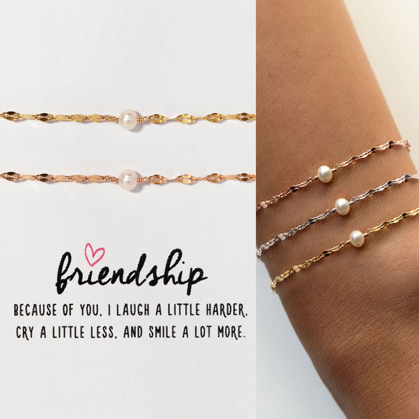 Friendship Bracelet Best Friend Bracelet Friend Gift Pearl Etsy