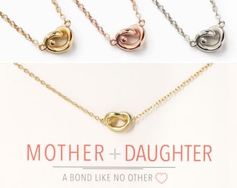 Mothers Day Gift, Gifts For Mom, Mom Gift, Mother Daughter Necklace, Gift for Mom, Dainty Love Knot Necklace,  N316-15