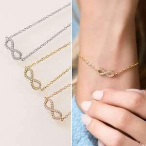 Rose Gold Bracelet, Crystal Bracelet, Dainty Bracelet, Infinity Bracelet, B163