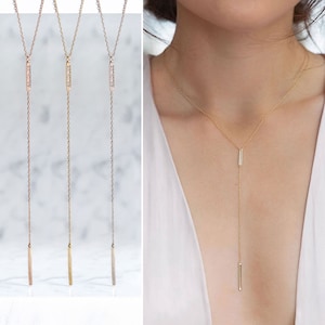 Lariat Necklace, Dainty Necklace, Silver Necklace, Long Necklace, Y Necklace, N250