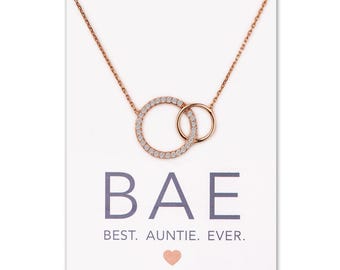 Regalo para el Día de la Madre, Collar de círculos entrelazados en oro rosa - Regalo para tía, Regalo para ella