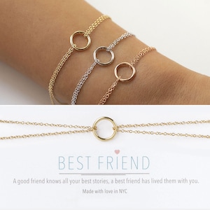Gifts for Friends, Best Friend Bracelet, Friend Gift, Circle Bracelet, Gold Bracelet, B212-13