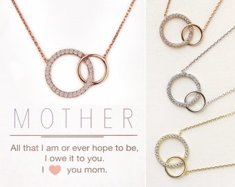Mothers Day Gift, Gifts For Mom, Mother Daughter Necklace, Interlocking Circle Jewelry