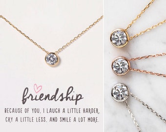 Best Friend Gifts, Best Friend Necklace, Gifts for Friends, Gifts for Best Friends, Solitaire Necklace, N399-32