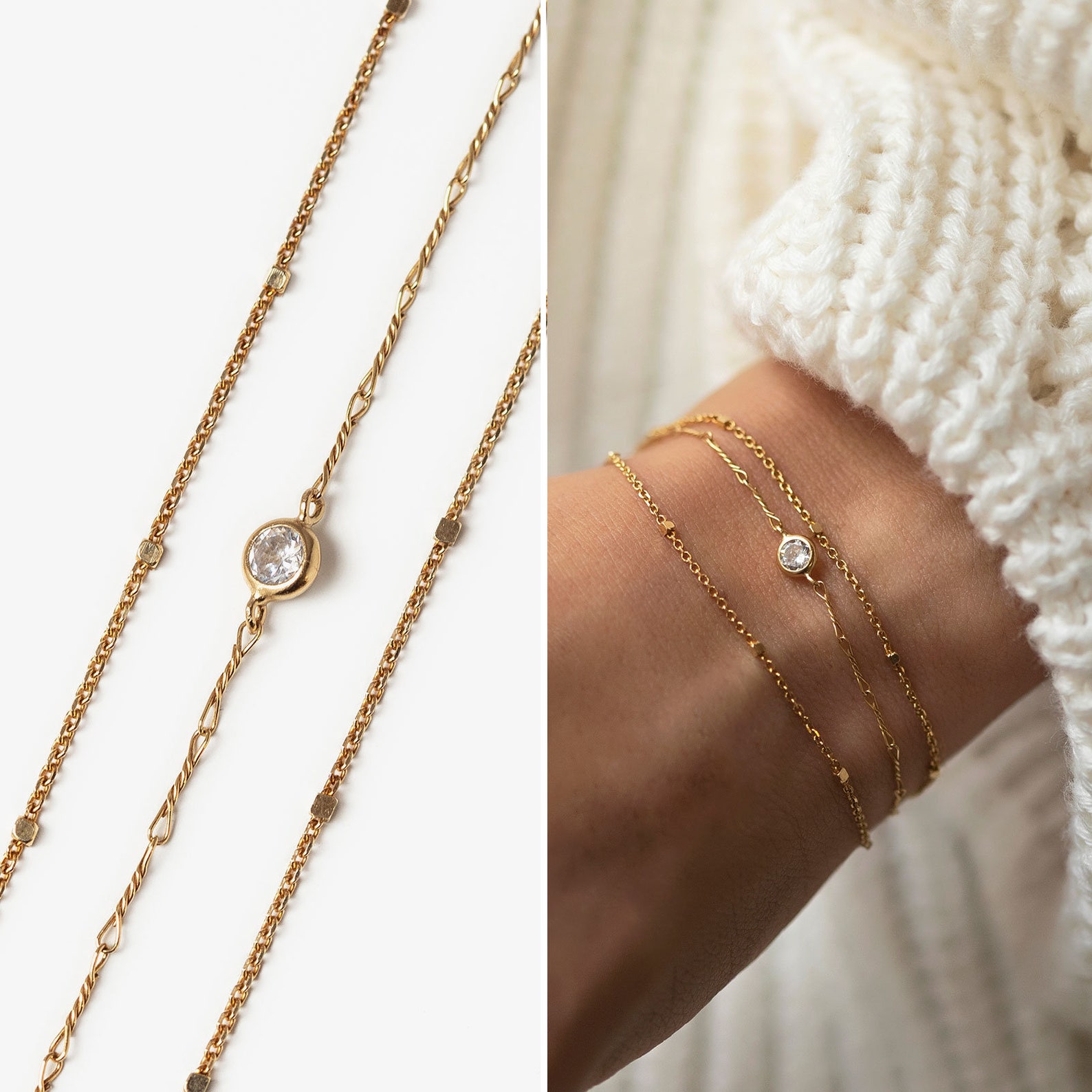 Gold Bracelet Dainty Bracelet Crystal Bracelet Stackable Etsy