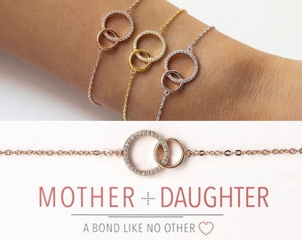 Mothers Day Gift, Mother Daughter Bracelet, Gifts for Mom, Birthday Gift, Interlocking Circle Bracelet Jewelry Gift, Best Gifts For Mom