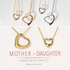 Mother Daughter Necklace, Mother Daughter Gift, Gift for Mom, Heart Necklace, For Mom