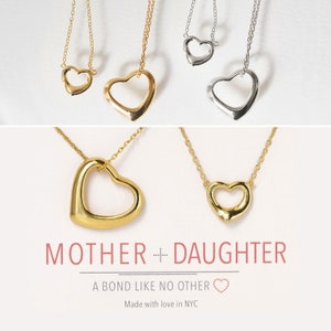 Mothers Day Gift, Gift for Mom, Sterling Silver Heart Necklace, Mother Daughter Necklace