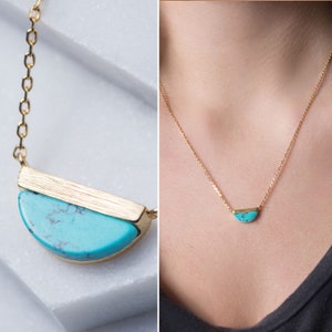 Turquoise Necklace, Dainty Necklace, Gold Necklace, Pendant Necklace, N348-TQ