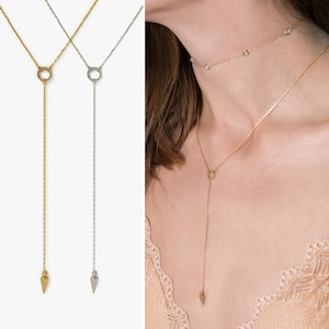 Dainty Necklace, Lariat Necklace, Y Necklace, Crystal Necklace, N376