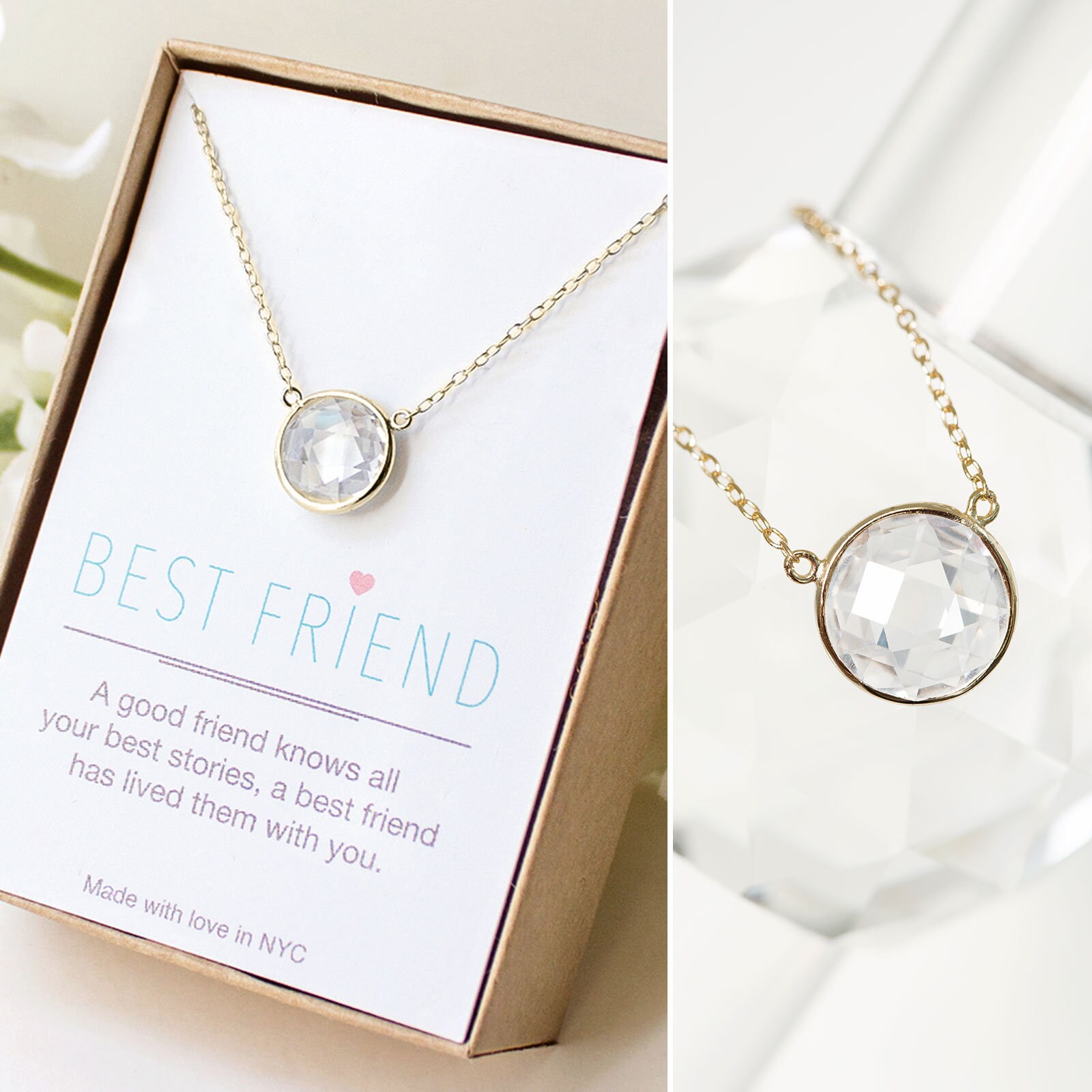 Best Friend Gifts Best Friend Necklace Friend Gift Crystal Etsy