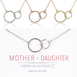 Mother Daughter Necklace, Mothers Day Gift, Mother Daughter Gift, Gift for Mom, Mom Jewelry, Mothers Necklace, Interlocking Circle, N317-15 image 1