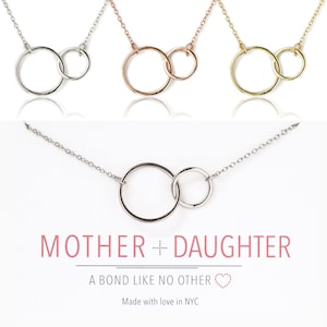 Mother Daughter Necklace, Mothers Day Gift, Mother Daughter Gift, Gift for Mom, Mom Jewelry, Mothers Necklace, Interlocking Circle, N317-15 image 1