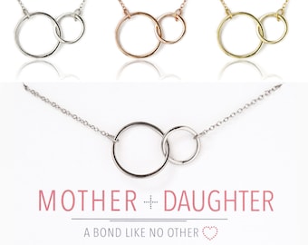 Mothers Day Gift, Gifts For Mom, Gift Mother Daughter Necklace, Gift for Mom, Mom Jewelry, Mothers Necklace, Double Circle Necklace, N317-15