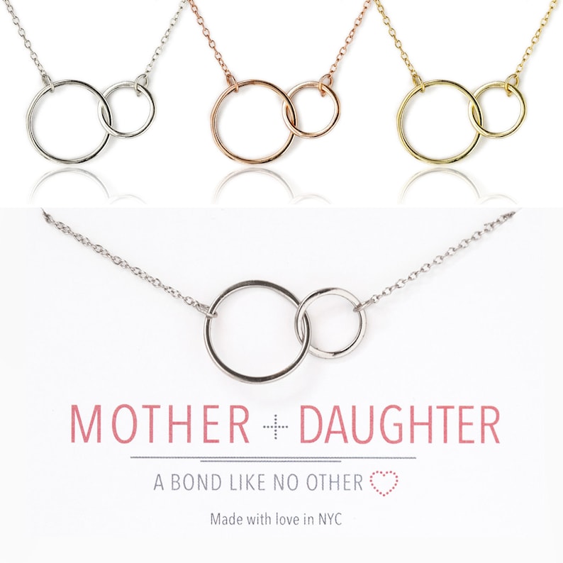 Mother Daughter Necklace, Mothers Day Gift, Mother Daughter Gift, Gift for Mom, Mom Jewelry, Mothers Necklace, Interlocking Circle, N317-15 image 1