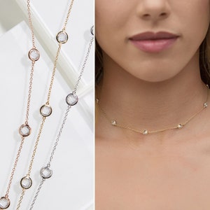 Choker Necklace, Crystal Necklace, Gold Choker Necklace, Layering Necklaces,N062