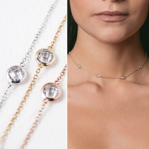 Choker Necklace, Crystal Necklace, Gold Choker, Dainty Choker, N062