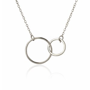 Mother Daughter Necklace, Mothers Day Gift, Mother Daughter Gift, Gift for Mom, Mom Jewelry, Mothers Necklace, Interlocking Circle, N317-15 Silver