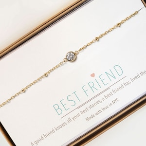 Friendship Bracelet, Best Friend Bracelet, Friend Gift, Solitaire Bracelet, Gold Bracelet, B040-13