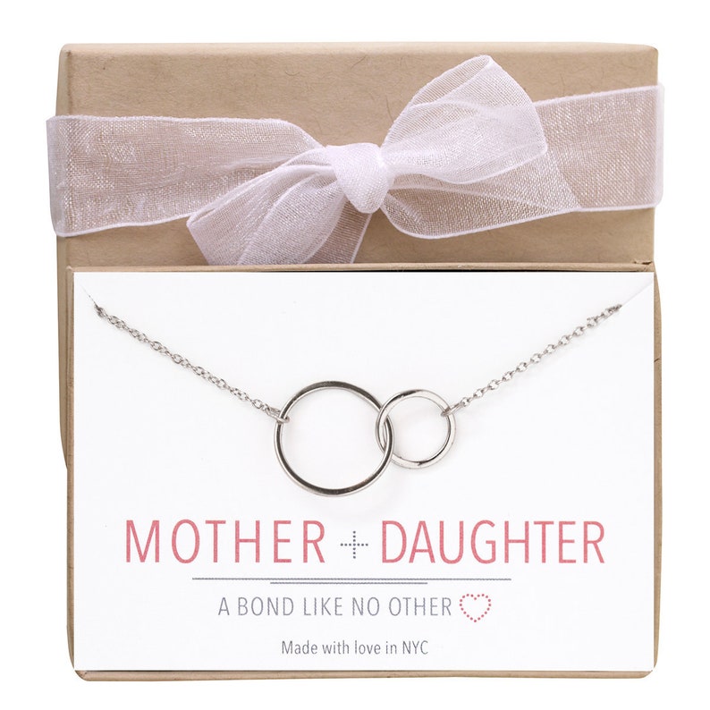 Mother Daughter Necklace, Mothers Day Gift, Mother Daughter Gift, Gift for Mom, Mom Jewelry, Mothers Necklace, Interlocking Circle, N317-15 image 2