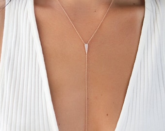Collar en Y de cristal delicado – Diseño minimalista tipo lazo