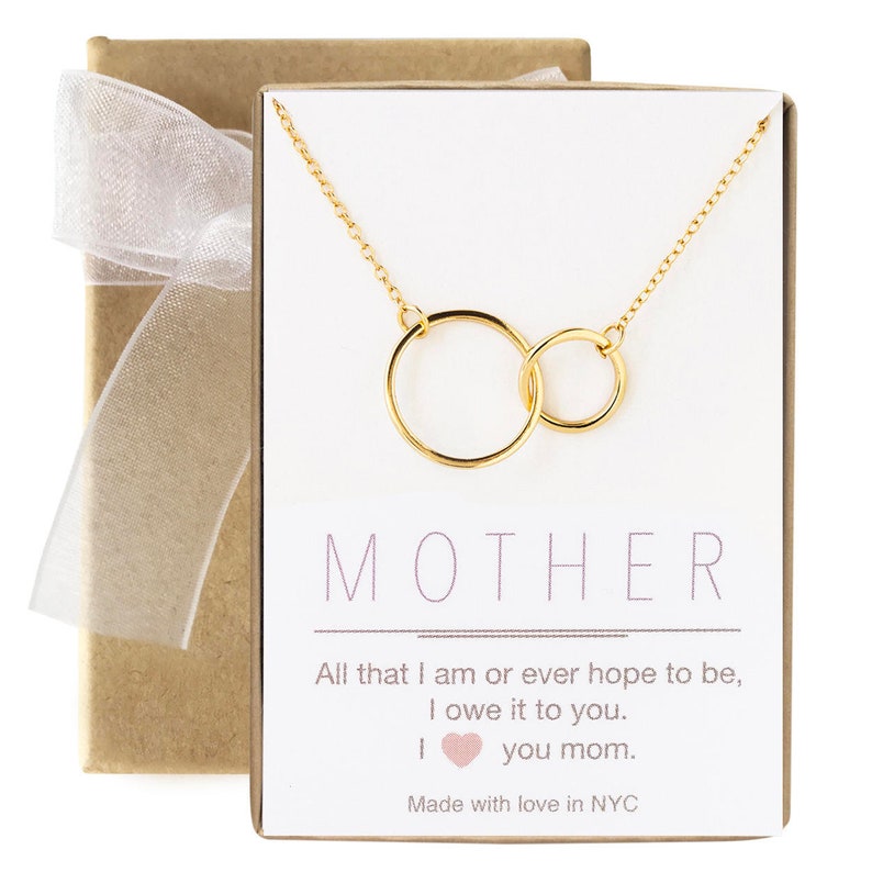 Mothers Day Gift, Mothers Day Jewelry, Necklace for Mom, Gifts For Mom, Mom Necklace, Interlocking Circles Necklace, N317-12 Gold