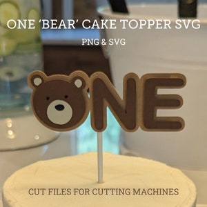 Ein Bär Cake Topper SVG, Beary Erster Geburtstag, svg geschnitten Dateien, Going on a Bär Jagd Party svg, Beary Cake Topper SVG, Bear Birthday Party