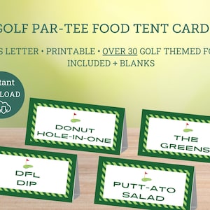 Etiquetas de alimentos para golfe Par-Tee, etiquetas de buffet para golfe Par-Tee, etiquetas para tendas de alimentos para impressão, Par-Tee para golfe, comida para trocadilhos de golfe, comida para par-Tee