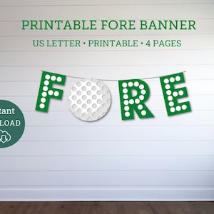 Fore Golf Birthday Banner, Par-Tee Golf Birthday Banner, Printable Golf Banner, Instant Download Golf Birthday Banner, Golfing Party Decor