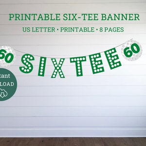Six-Tee Golf Birthday Banner, Par-Tee Golf Birthday Banner, Printable Banner, Instant Download Golf Birthday Banner, Golfing Party, sixtee