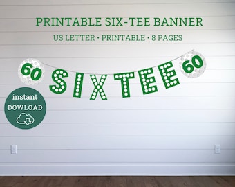 Six-Tee Golf Geburtstagsbanner, druckbare Par-Tee-Dekoration (PDF)