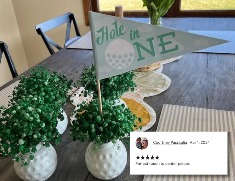 Hole in One Par-Tee Golf Flags, Golf Birthday decor, First Birthday Golfing Party, Print at home golf party decor, Hole in One Golf image 2