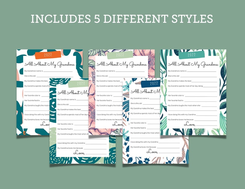 All About Grandma Printable All About My Grandma Interview Etsy