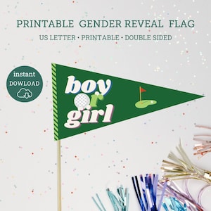 Drapeaux de golf de sexe révèlent, décor de douche de bébé de golf, sexe sur le thème du golf, garçon ou fille Goffer, sexe de golf révèlent, décor de douche de bébé de golf