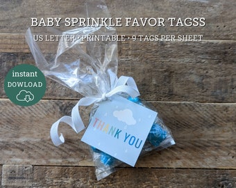 Baby Sprinkle Favor Tags, Printable Thank You Cards (Digital Download)