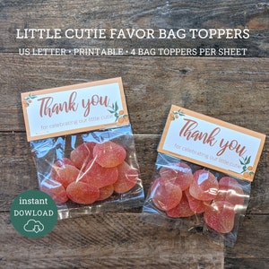 Little Cutie  Favor Thank You Tags, Cutie Party, Thank you party favor tags, Cutie Party or Baby Shower