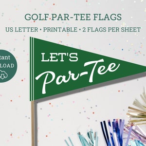 Par-Tee golfvlaggen, verjaardagsdecor, golffeest, feestdecoratie thuis afdrukken, kleine golfvlaggen, vlag Let&#39;s ParTee, Lets ParTee