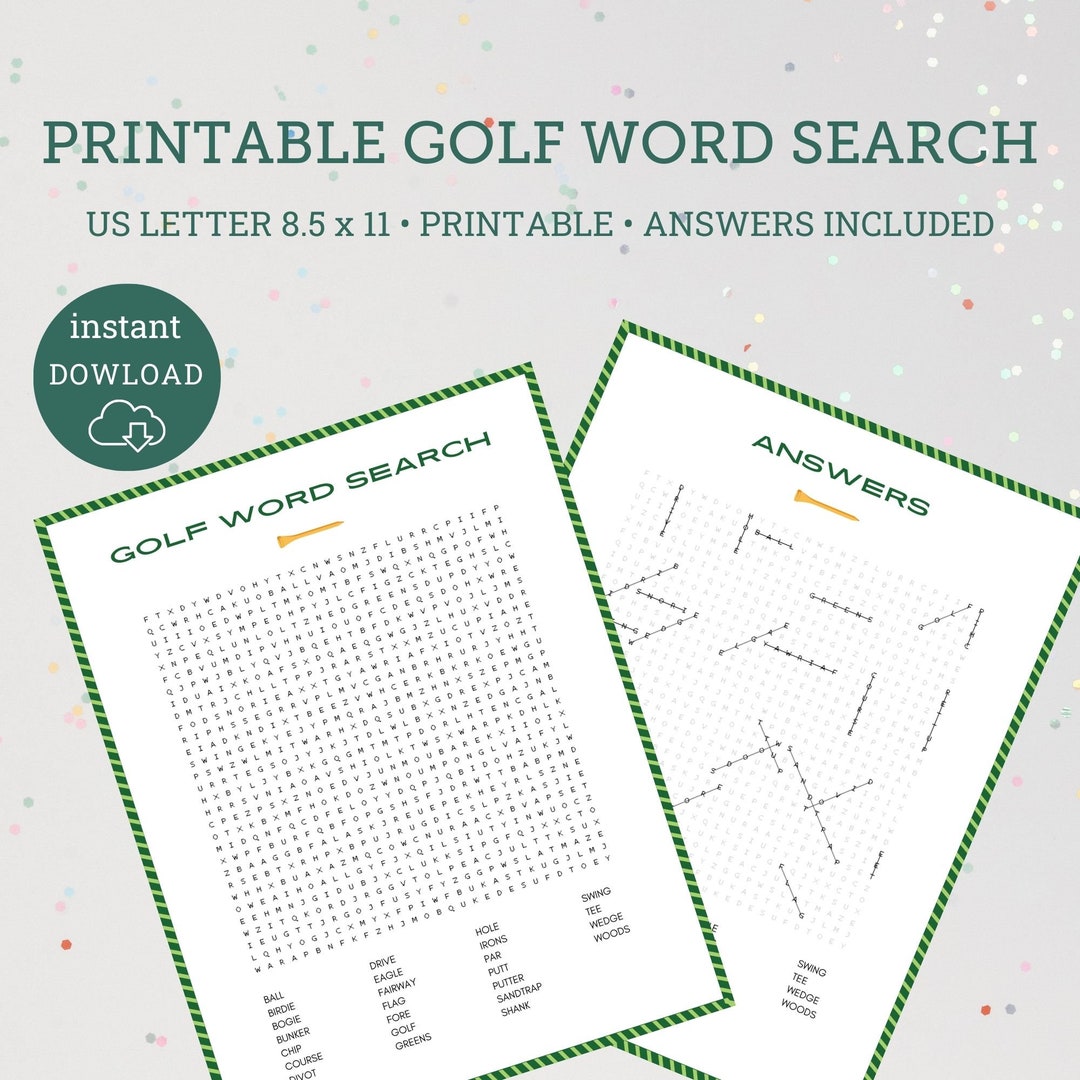 Printable Golf Word Search, Golf Games, Golf Word Search, Kids Golf
